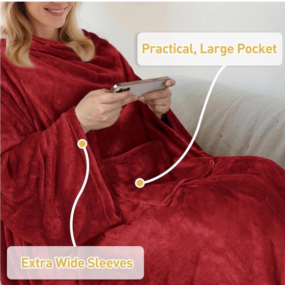 NWT Catalonia Wearable Fleece Blanket with Sleeves and Foot Pockets - Picture 5 of 7
